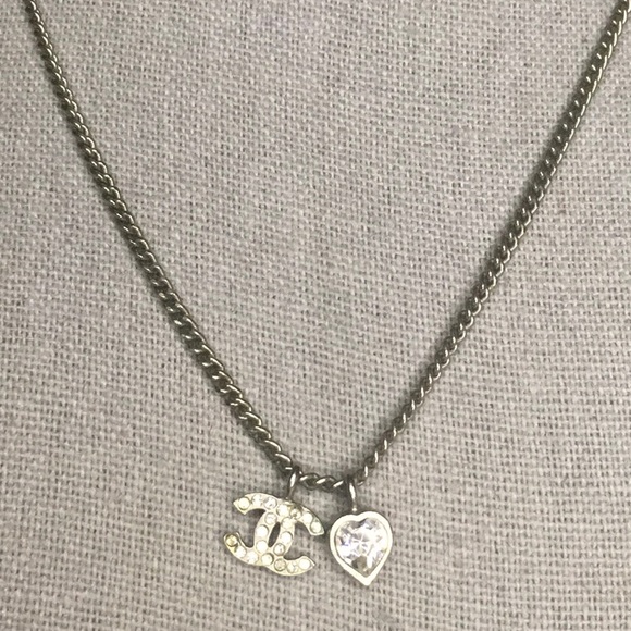 Chanel 2010 CC Pendant Rhinestone Necklace in Silvertone Metal (16in) - Picture 4 of 7